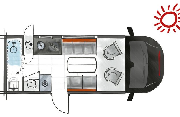 Challenger Combo X 150 Grundriss | © Challenger Combo X 150.  Foto: Auto-Medienportal.Net/Eura Mobil