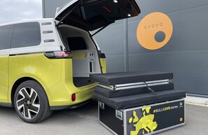 VW ID Buzz mit Campingbox von Ququq. | © Foto: Autoren-Union Mobilität/Volkswagen Nutzfahrzeuge