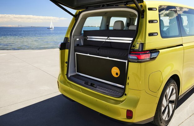 VW ID Buzz mit Campingbox von Ququq. | © Foto: Autoren-Union Mobilität/Volkswagen Nutzfahrzeuge