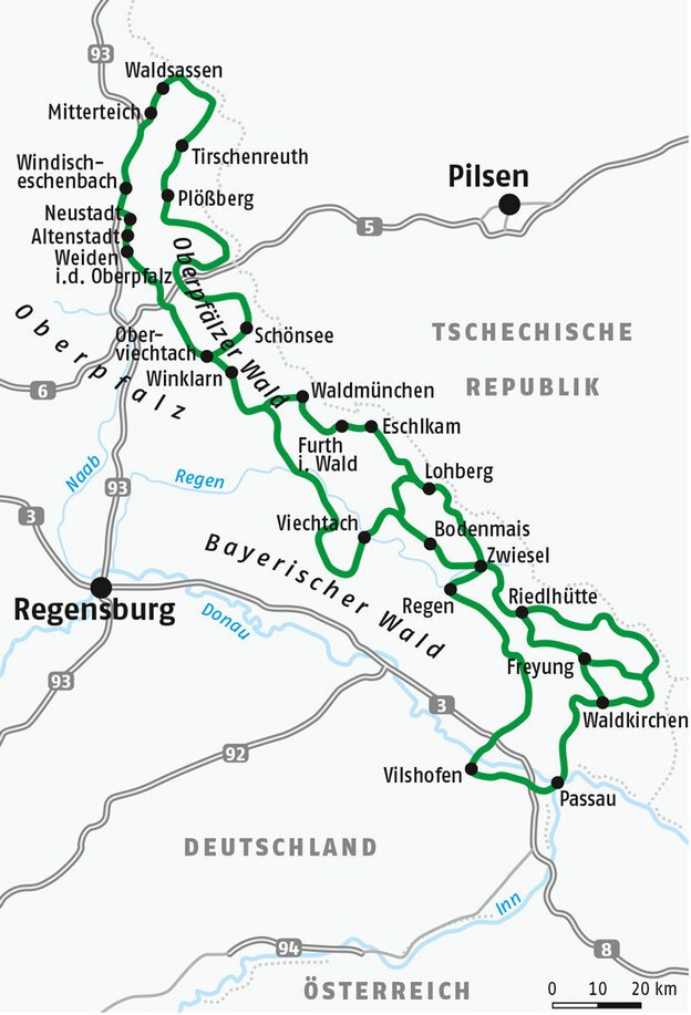 Karte Deutsche Glasstraße | © FERIENSTRASSEN.INFO
