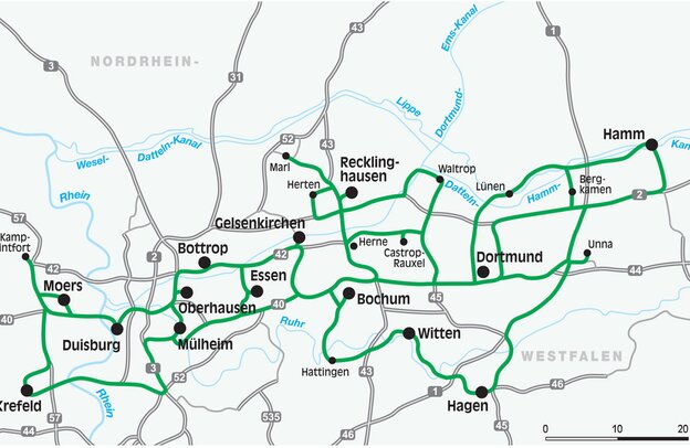 Karte Route der Industriekultur | © FERIENSTRASSEN.INFO
