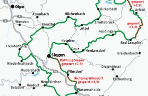 Karte Siegen-Wittgenstein Route | © Ferienstrassen.info
