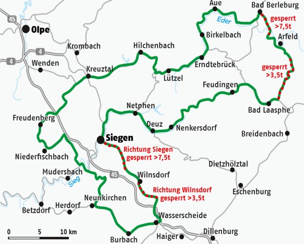 Karte Siegen-Wittgenstein Route | © Ferienstrassen.info