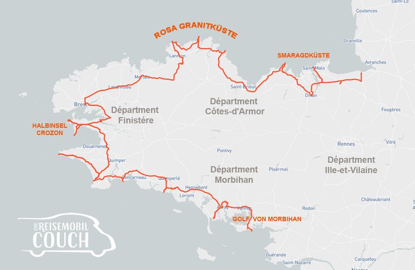 Bretagne Rodtrip Route Karte | © ALPS ALPINE Europe GmbH